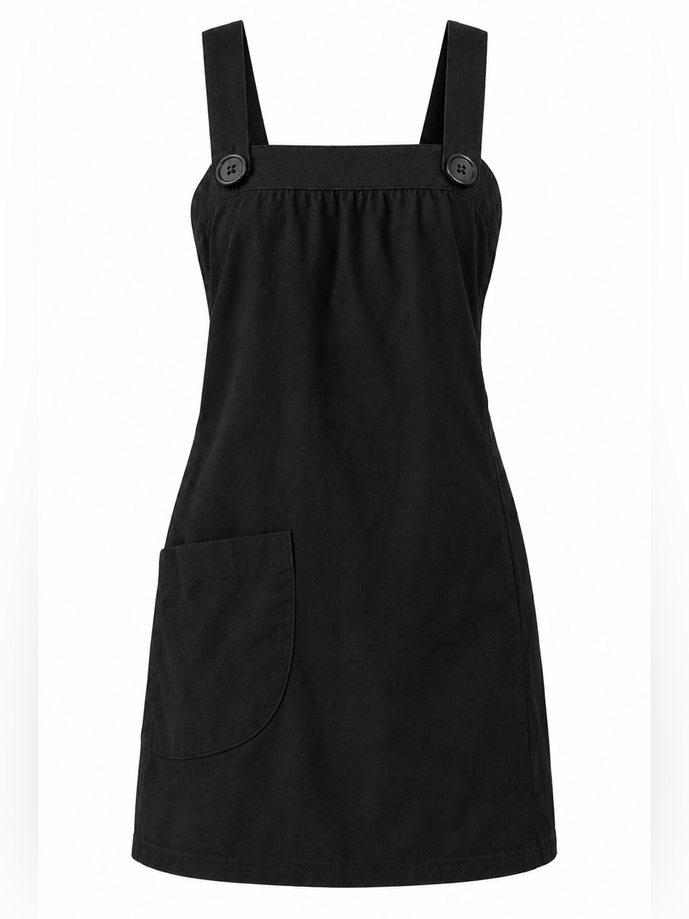 Seduction Fashion Black Pinafore Mini Dress Square Neck Pocket Y2K